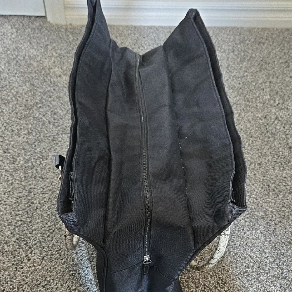 Black Tote Bag with Woven Handles